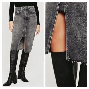 NEW Adriano Goldschmied Haruko Vintage A-Line Skirt in Washed Black Women's 25